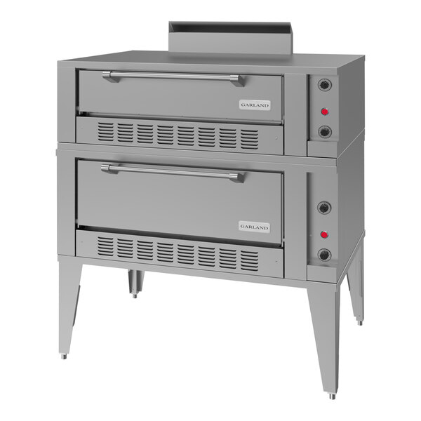 A commercial double deck stainless steel roast and bake oven designed for natural gas use.