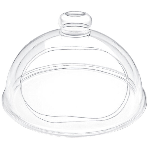 a clear glass container with a round top