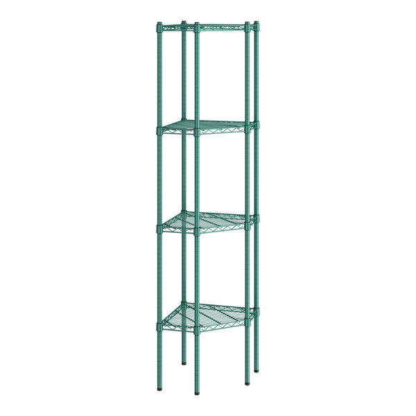 Regency 460EG18CKT 18" NSF Green Epoxy Wire Pentagon Corner 4-Shelf Kit with 74" Posts