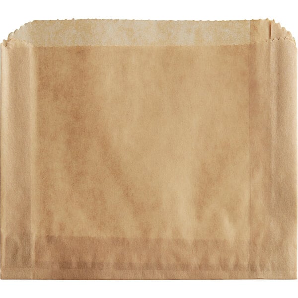 A brown paper bag with a white border.