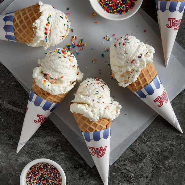 Hard ice cream in ice cream cones