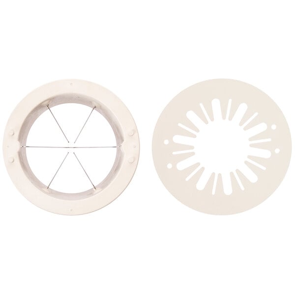 A circular white Sunkist sectionizer with metal rods.