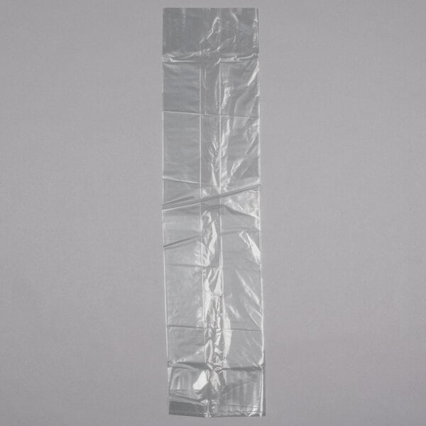 A close up of a clear plastic LK Packaging food bag with a crease.