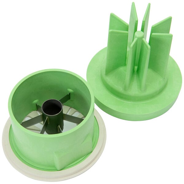 a green object with metal parts