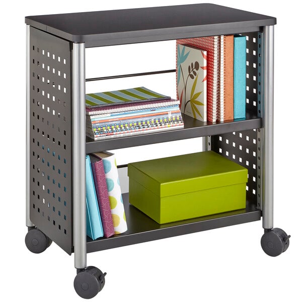 Safco 1604bl Scoot 2 Shelf Black Perforated Steel Bookcase With