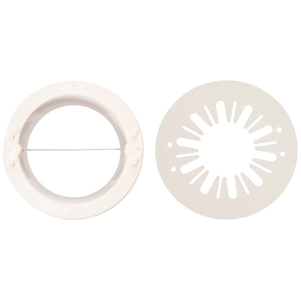 A white circular Sunkist blade cup with a hole in the center.