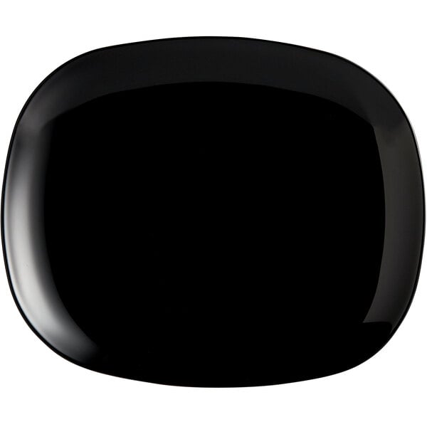 A black rectangular Arcoroc opal glass plate.