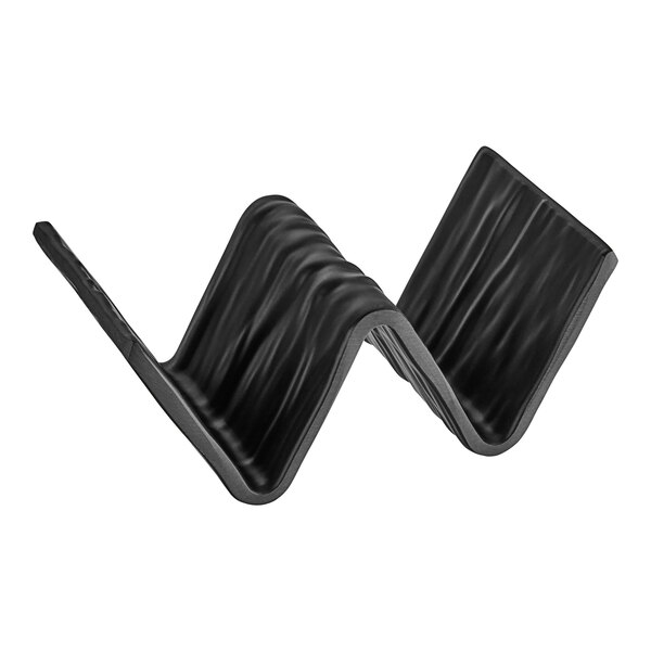 An American Metalcraft black faux-slate melamine taco holder with 1 or 2 compartments.