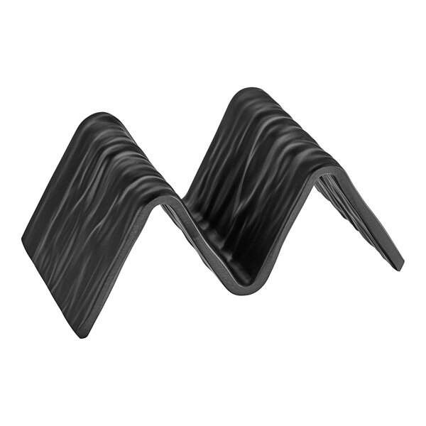 An American Metalcraft black faux-slate melamine taco holder.