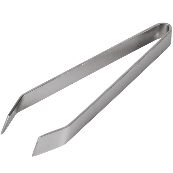 A pair of stainless steel Thunder Group culinary tongs.
