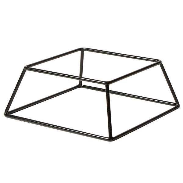 An American Metalcraft black metal rectangular display stand with a square center.