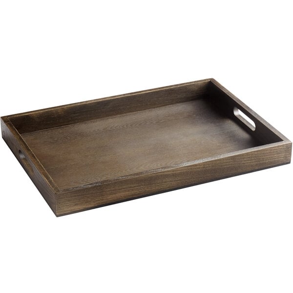 a wooden tray with a handle