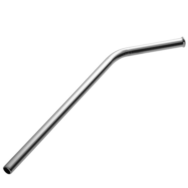 A Barfly stainless steel bent straw with a white background.