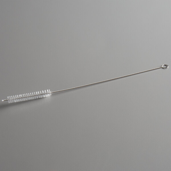 A Barfly nylon straw brush with a silver handle.