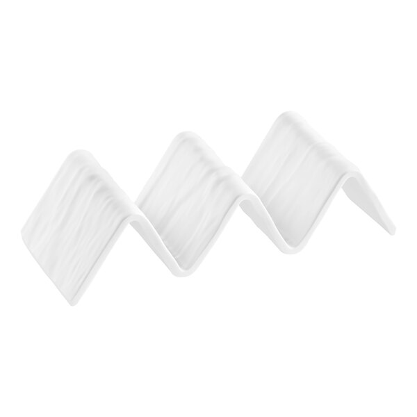 An American Metalcraft white melamine taco holder with 2 or 3 compartments.