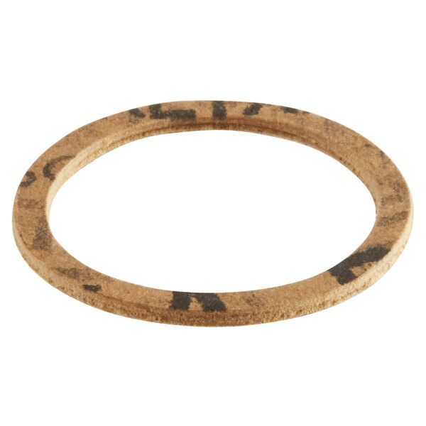 A round brown rubber ring with black markings.