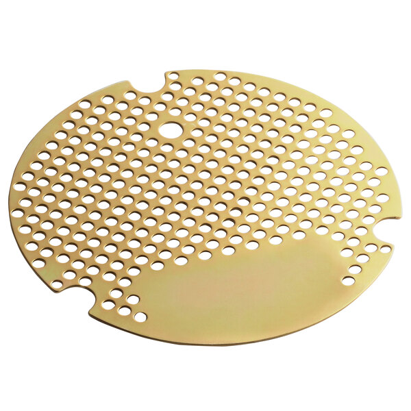 a circular metal surface with holes