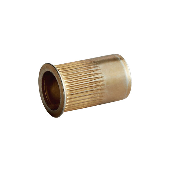 A brass threaded Sunkist rivet nut.