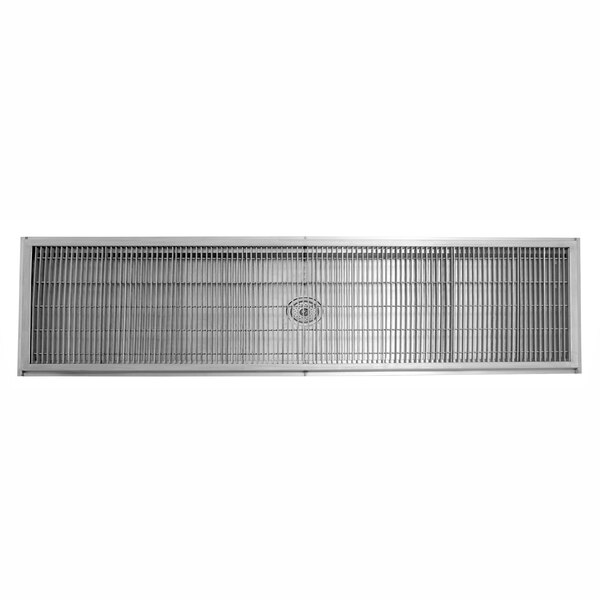 A rectangular metal Eagle Group floor trough grate with a drain.