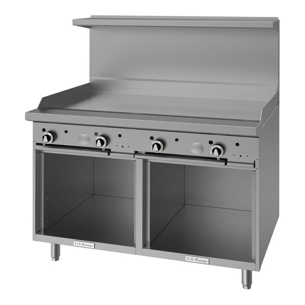 U.S. Range U48-G48SS Natural Gas 48" Range with Manual Griddle Top and Cabinet Base - 72,000 BTU