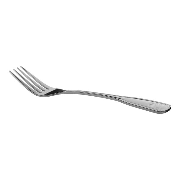 A close-up of a Libbey stainless steel dinner fork with a silver handle.