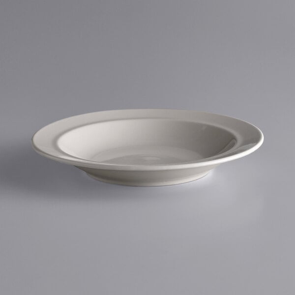 A white bowl with a white rim.