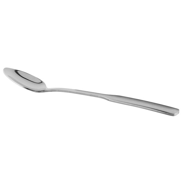 A Libbey stainless steel iced tea spoon with a silver handle on a white background.