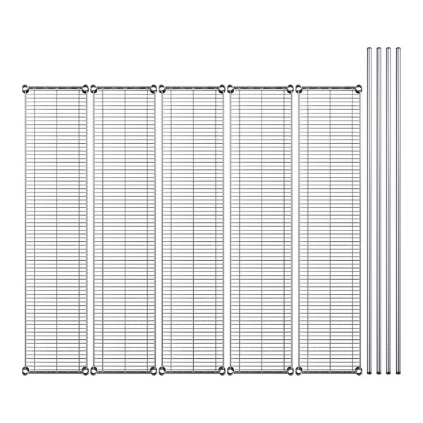 A metal grid with metal rods used for a Regency wire shelving kit.