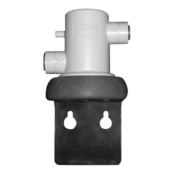 A white and black 3M Water Filtration Products VH3 filter head with shut-off valve.