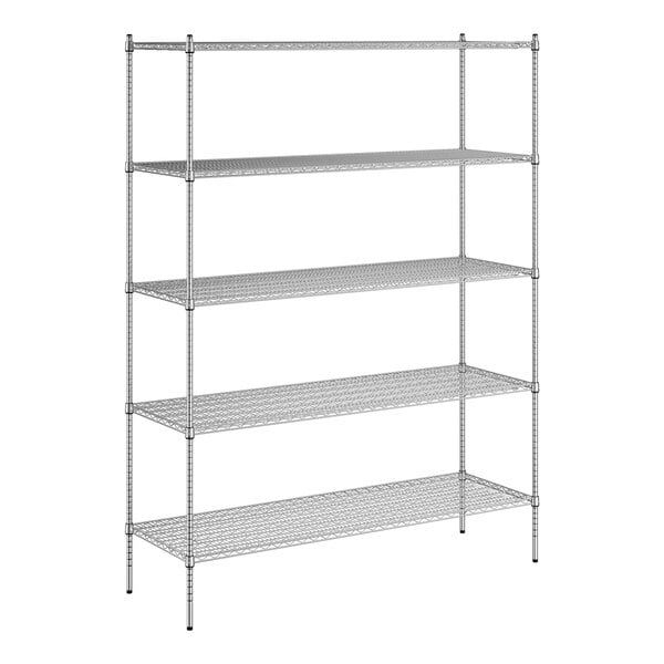 A white wireframe of a Regency chrome 5-shelf kit.