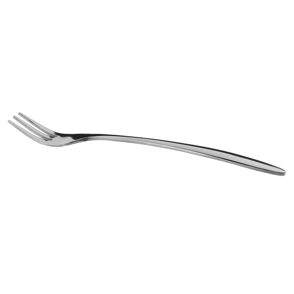 A Libbey stainless steel cocktail fork with a silver handle on a white background.