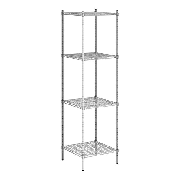 A Regency stainless steel wire shelving unit with four shelves.