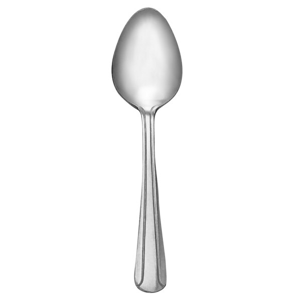 A Libbey stainless steel teaspoon with a white background.