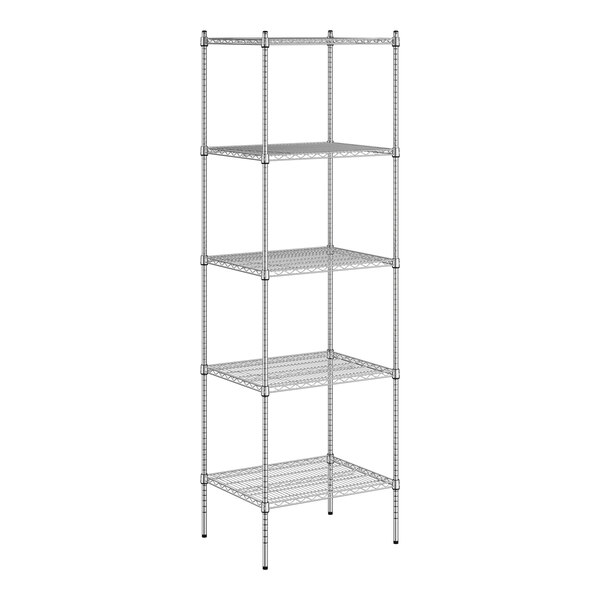 A Regency chrome wire shelving unit with four shelves.