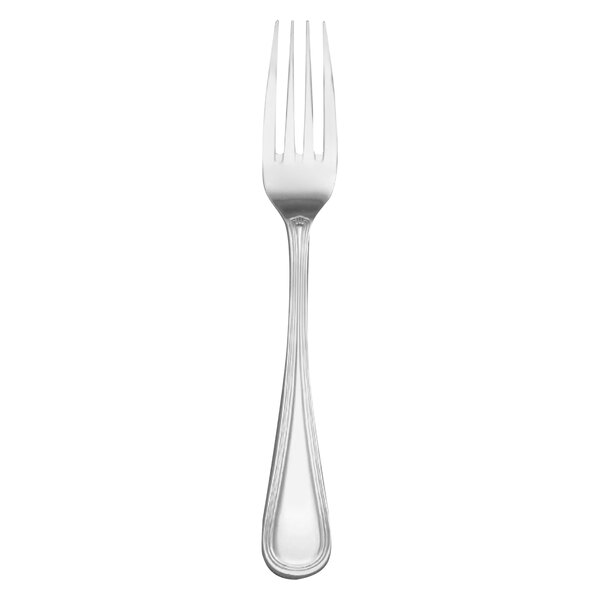 A Libbey stainless steel dinner fork with a silver handle.