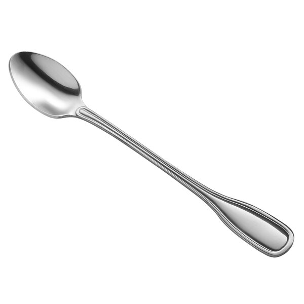 A Libbey stainless steel iced tea spoon with a silver handle.