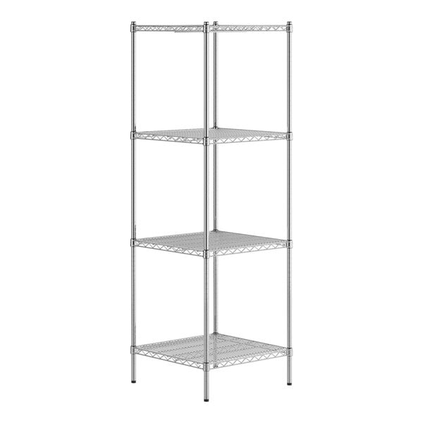 A Regency stainless steel wire shelving unit with four shelves.