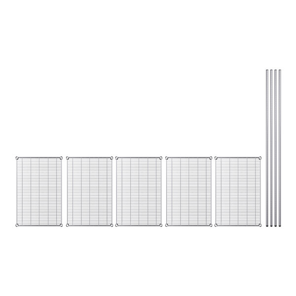 A row of metal grids with metal rods on top.