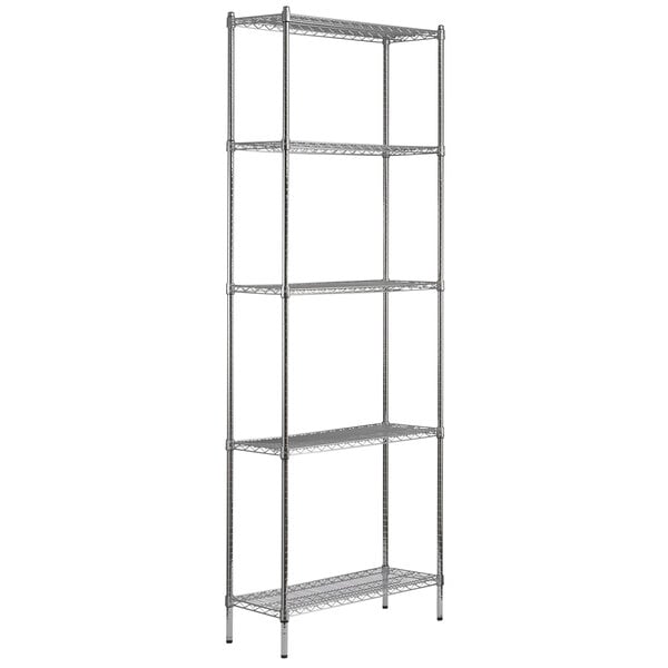 Storage Rack Office Restaurant Garage Living Room 24 inches x 30 inches NSF Chrome 5 Shelf Kit with 54 inches Posts Durable Organizer Kitchen Shelves for Home 