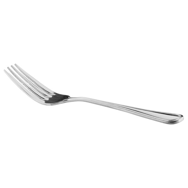 A close-up of a Libbey stainless steel salad fork with a silver handle.