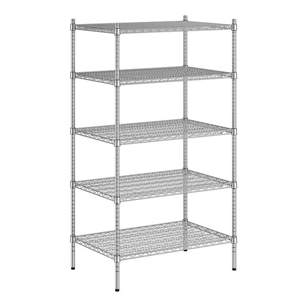 A Regency wire shelving unit with 5 shelves.