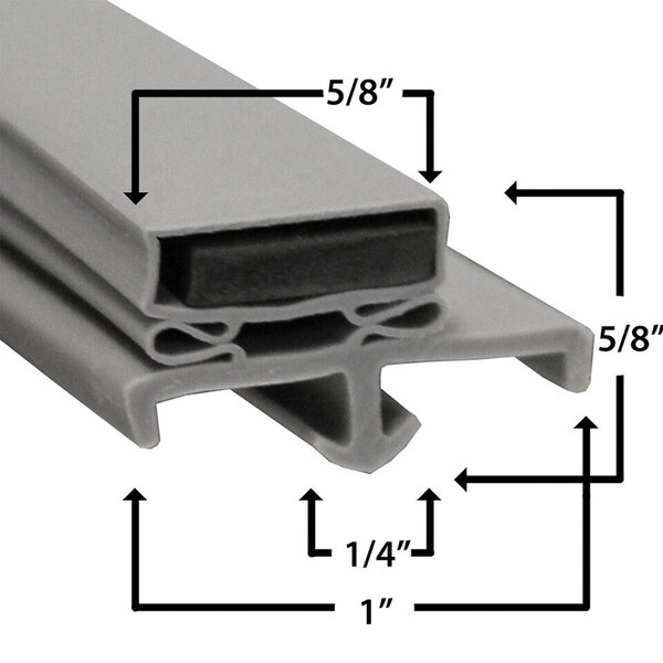 A gray rubber replacement door gasket for a refrigerator.