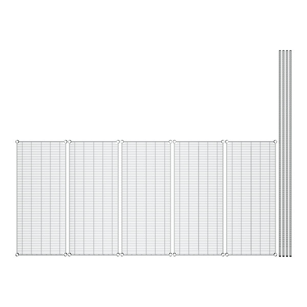 A white grid of wire shelves.
