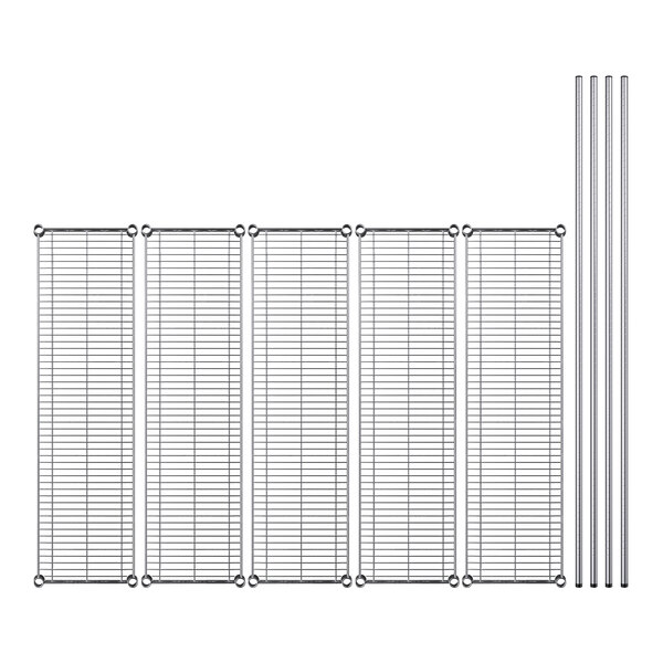A Regency wire shelving kit with metal rods and shelves.