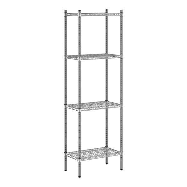 A Regency stainless steel wire shelving unit with four shelves.