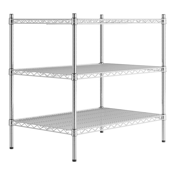 A Regency stainless steel wire shelving kit with three shelves.