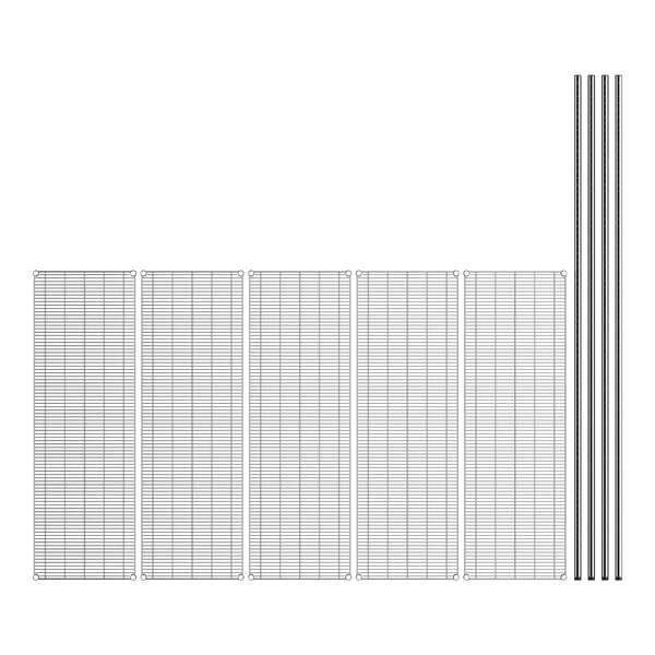 A drawing of a white and black grid with a row of metal rods.