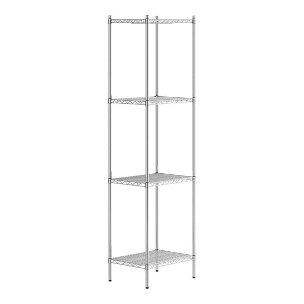 A Regency stainless steel wire shelving unit with four shelves.