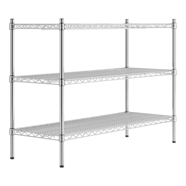 A Regency stainless steel wire shelving unit with three shelves.