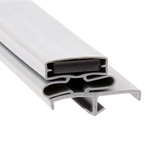 A black and white plastic gasket with two holes.